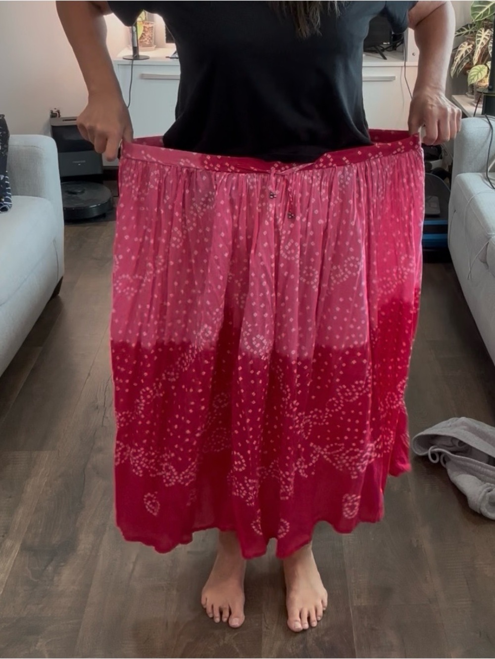 Just Cruis’n Pink Bandana Print Cotton Midi Maxi Skirt Boho Western